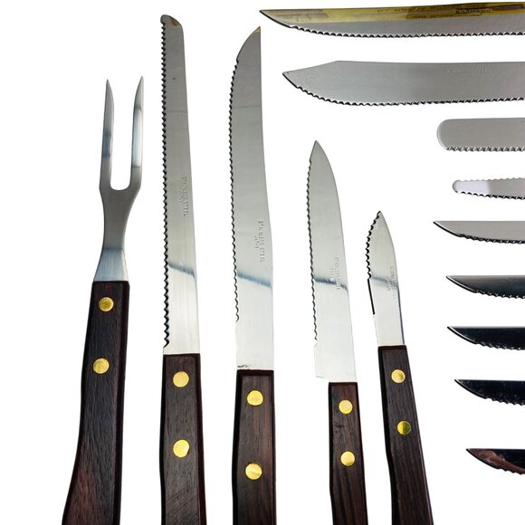 Vintage Japanese Stainless Steel Kitchen Cutlery Set w/ Genuine Rosewood Handles - Picture 2 of 10